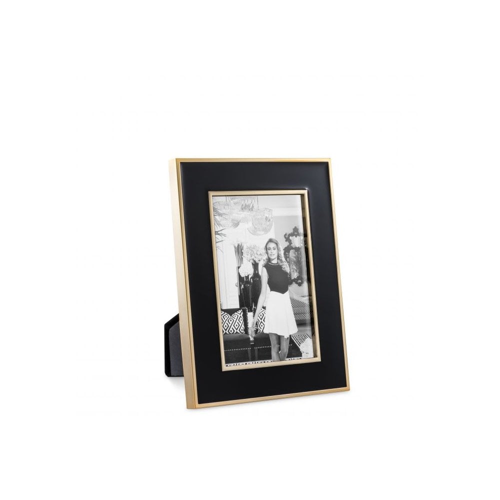 Elegant Lantana S Picture Frame Set of 6 in Black and Gold with Clear Glass