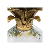 Crystal Glass Pineapple with Brass Crown Decor Piece