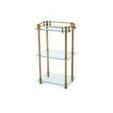 Devon Bathroom Rack - Vintage Brass Elegance with Clear Glass Shelves
