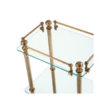 Devon Bathroom Rack - Vintage Brass Elegance with Clear Glass Shelves