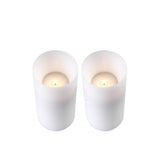 Set of 2 Elegant White Artificial Pillar Candles, 10cm x 21cm for Indoor Ambiance