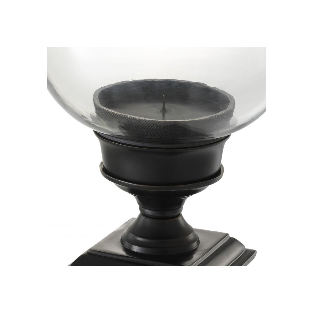 Elegant Gunmetal Bronze Hurricane Candle Holder with Clear Glass
