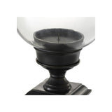 Elegant Gunmetal Bronze Hurricane Candle Holder with Clear Glass