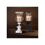 Elegant Gunmetal Bronze Hurricane Candle Holder with Clear Glass