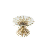 Elegant Sheaf-Inspired Side Table with Antique Gold Finish and Beveled Glass Top