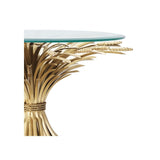 Elegant Sheaf-Inspired Side Table with Antique Gold Finish and Beveled Glass Top