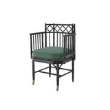 Xavier Chair: Art Deco Elegance in Piano Black with Albin Green Cushion