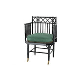 Xavier Chair: Art Deco Elegance in Piano Black with Albin Green Cushion