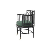 Xavier Chair: Art Deco Elegance in Piano Black with Albin Green Cushion