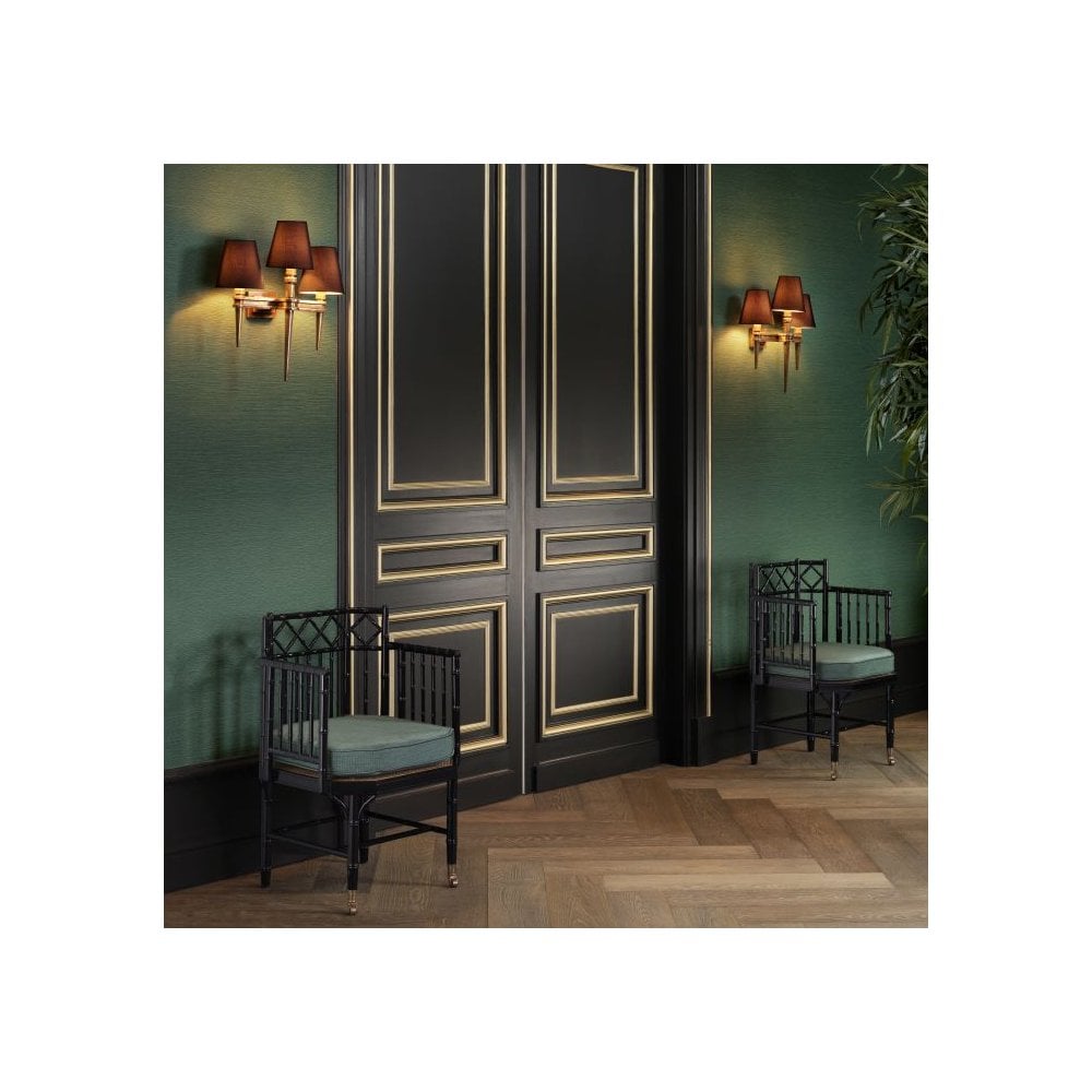 Xavier Chair: Art Deco Elegance in Piano Black with Albin Green Cushion