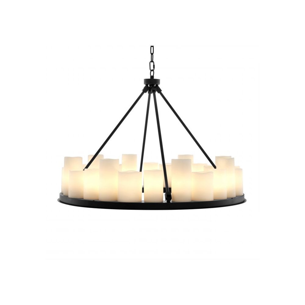 Elegant 90 cm Black Commodore Chandelier with Faux Candle Shades