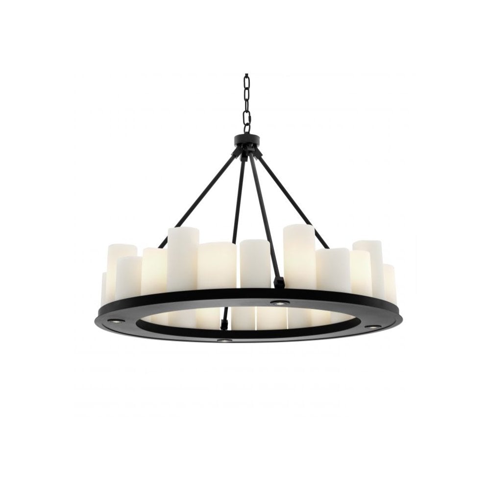 Elegant 90 cm Black Commodore Chandelier with Faux Candle Shades