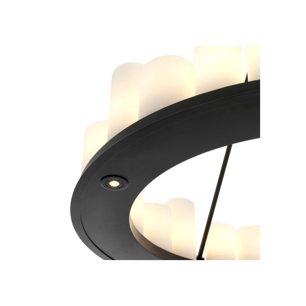 Elegant 90 cm Black Commodore Chandelier with Faux Candle Shades