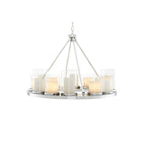 Summit Chandelier, 90 cm Ø, Polished Stainless Steel & Clear Glass with Faux Candle Shades