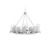 Summit Chandelier, 90 cm Ø, Polished Stainless Steel & Clear Glass with Faux Candle Shades