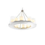 Summit Chandelier, 90 cm Ø, Polished Stainless Steel & Clear Glass with Faux Candle Shades