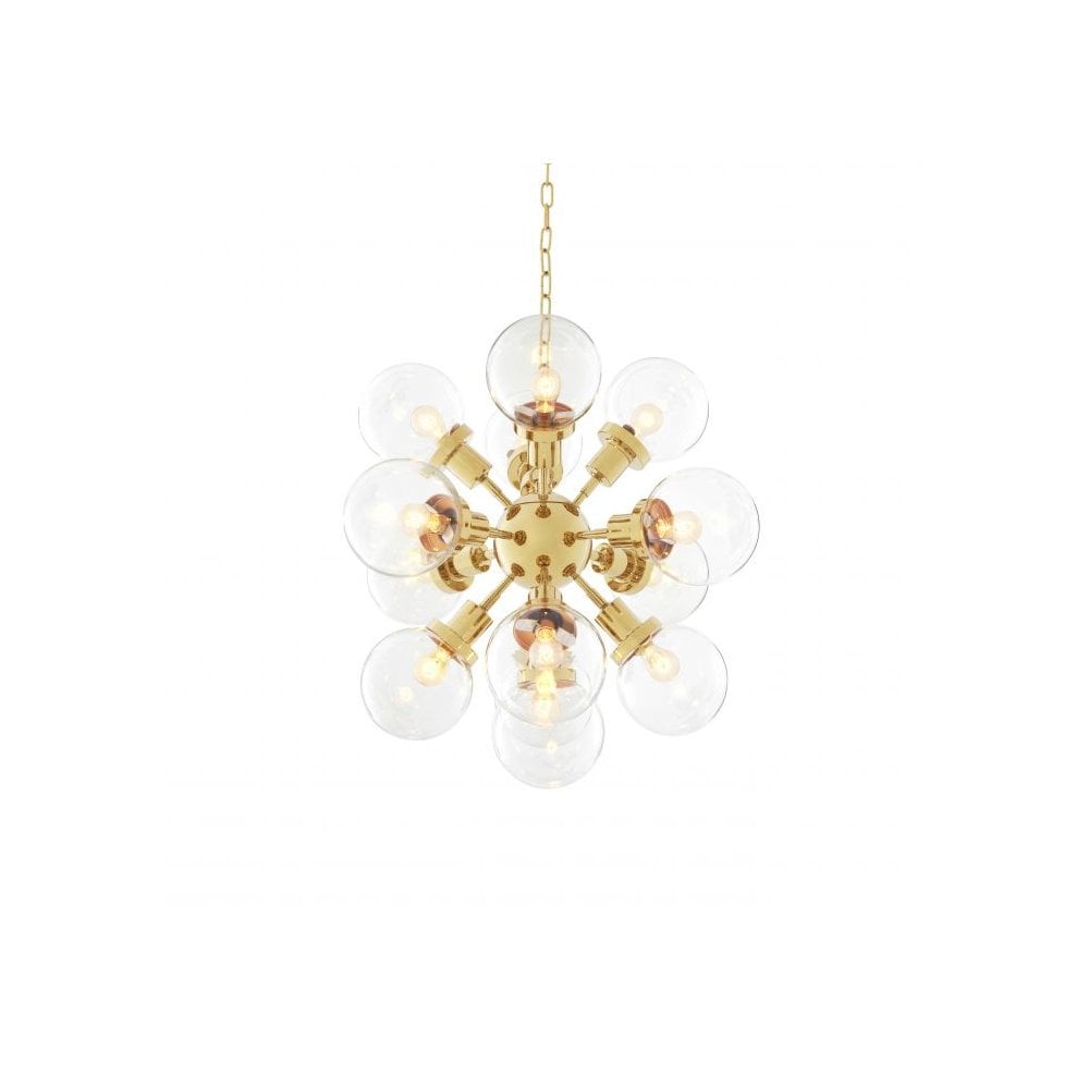 Gold Starburst Chandelier with Clear Glass Globes