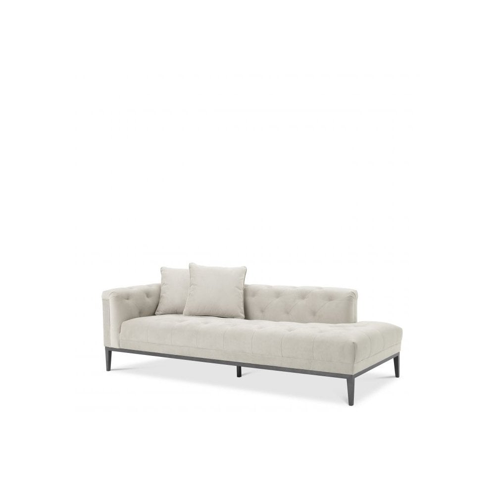 Cesare Left Lounge Sofa in Pebble Grey with Gunmetal Base