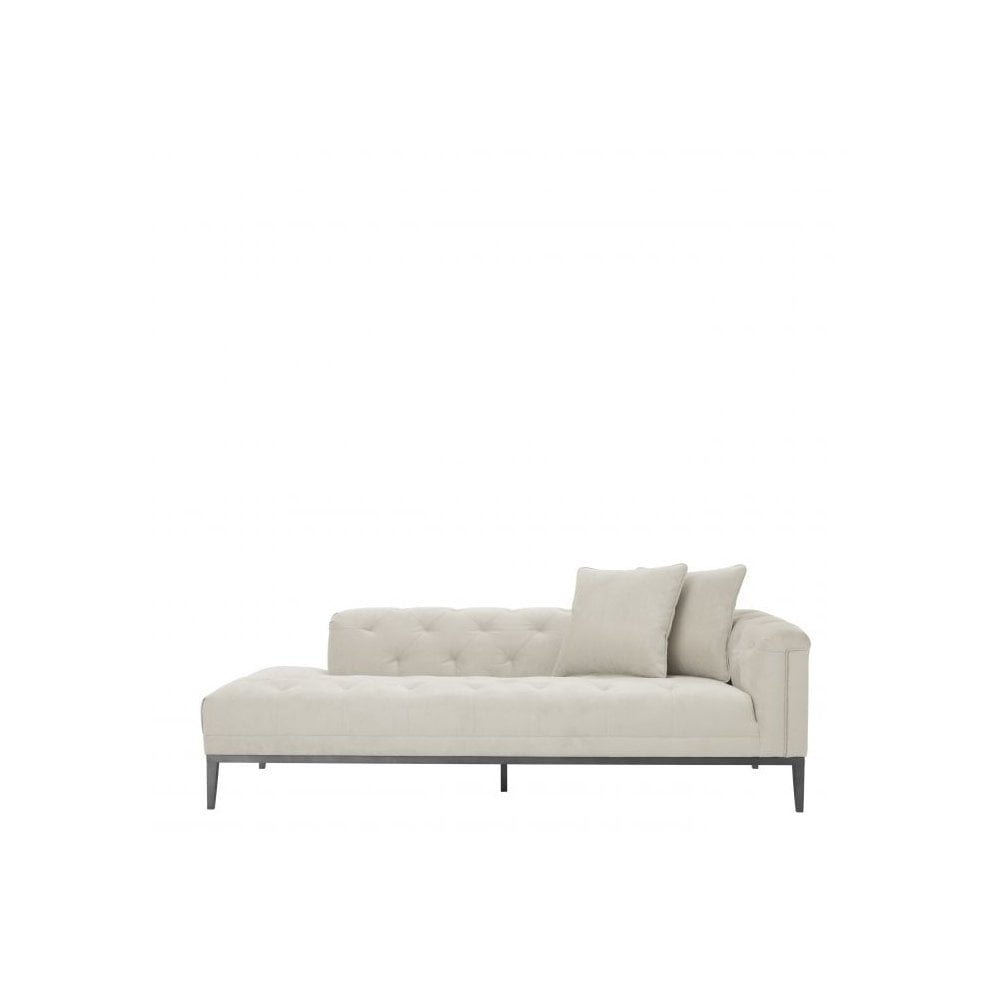 Cesare Left Lounge Sofa in Pebble Grey with Gunmetal Base