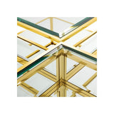 Elegant Tortona Coffee Table Quartet, Gold Frame & Bevelled Glass