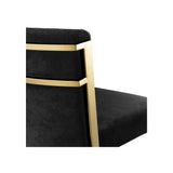 Gold-Finished Scott Counter Stool with Black Velvet Upholstery