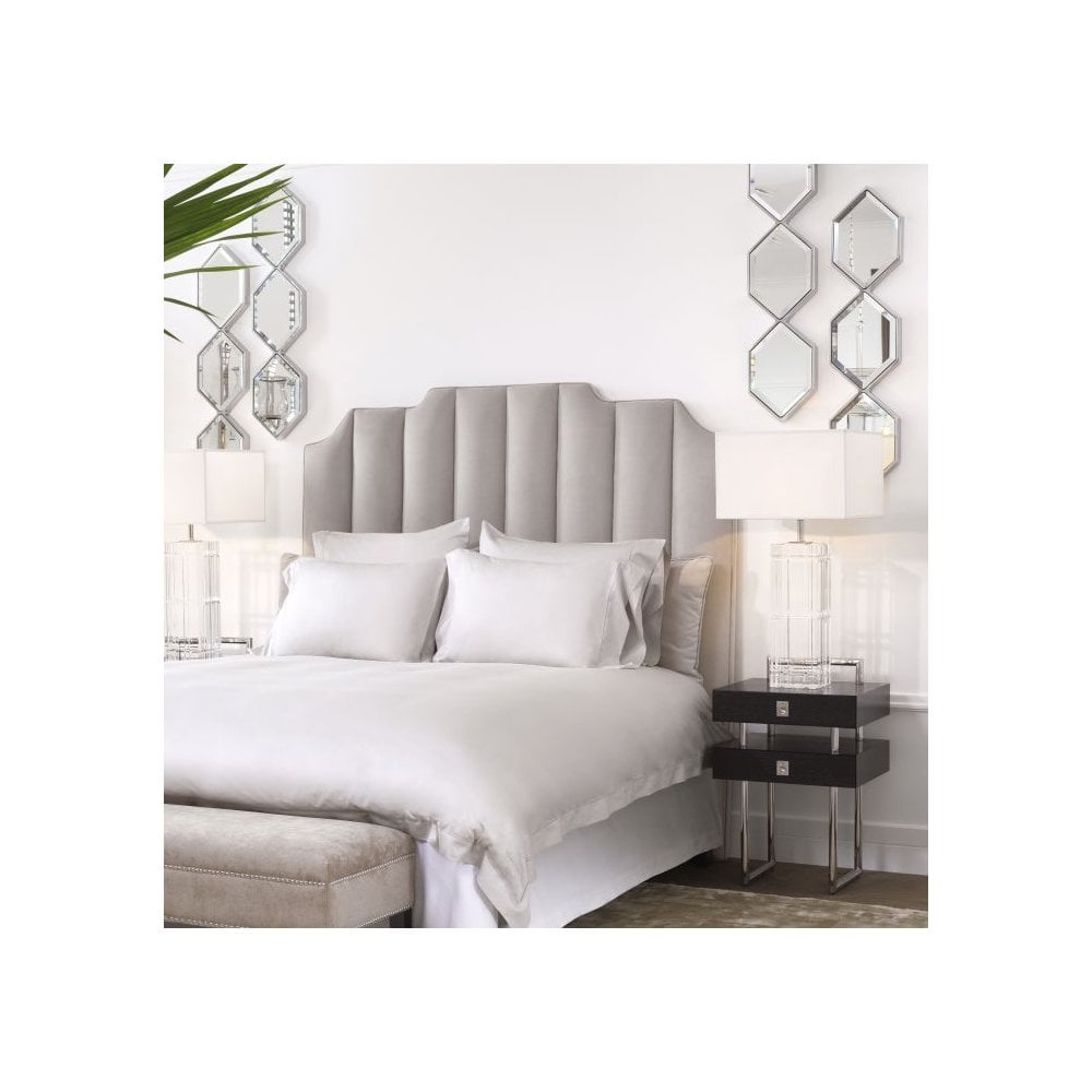 Saronno Hexagonal Mirror: Polished Stainless Steel & Bevelled Glass Elegance