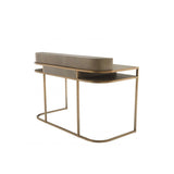Mid-Century Modern Oak Veneer Desk with Brass Accents