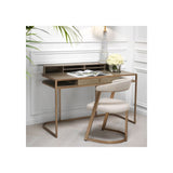 Mid-Century Modern Oak Veneer Desk with Brass Accents