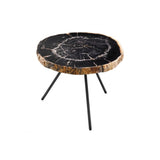 De Soto Trio Coffee Tables: Dark Petrified Wood with Black Bronze-Legged Elegance