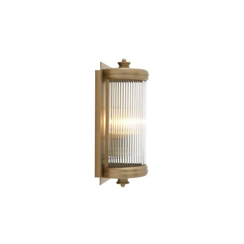 Art Deco Glamour Wall Lamp, Matte Brass & Clear Glass