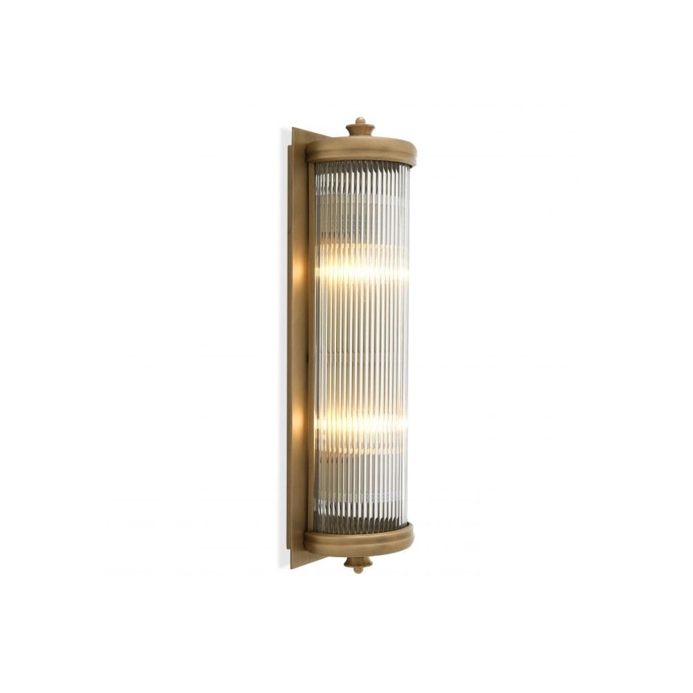 Elegant Art Deco Wall Lamp with Matte Brass Finish and Clear Glass