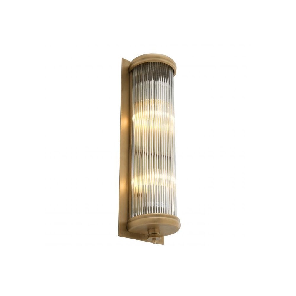 Elegant Art Deco Wall Lamp with Matte Brass Finish and Clear Glass