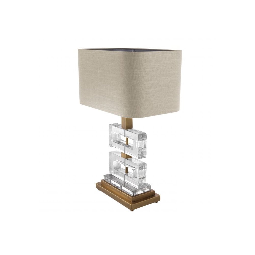 Umbria Table Lamp with Vintage Brass and Handmade Clear Glass