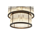 Bronze Highlight Pasadena Chandelier with Vintage Glass Rods
