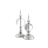 Title: Elegant Zamora Duo: Nickel-Finished Globes with Clear Glass