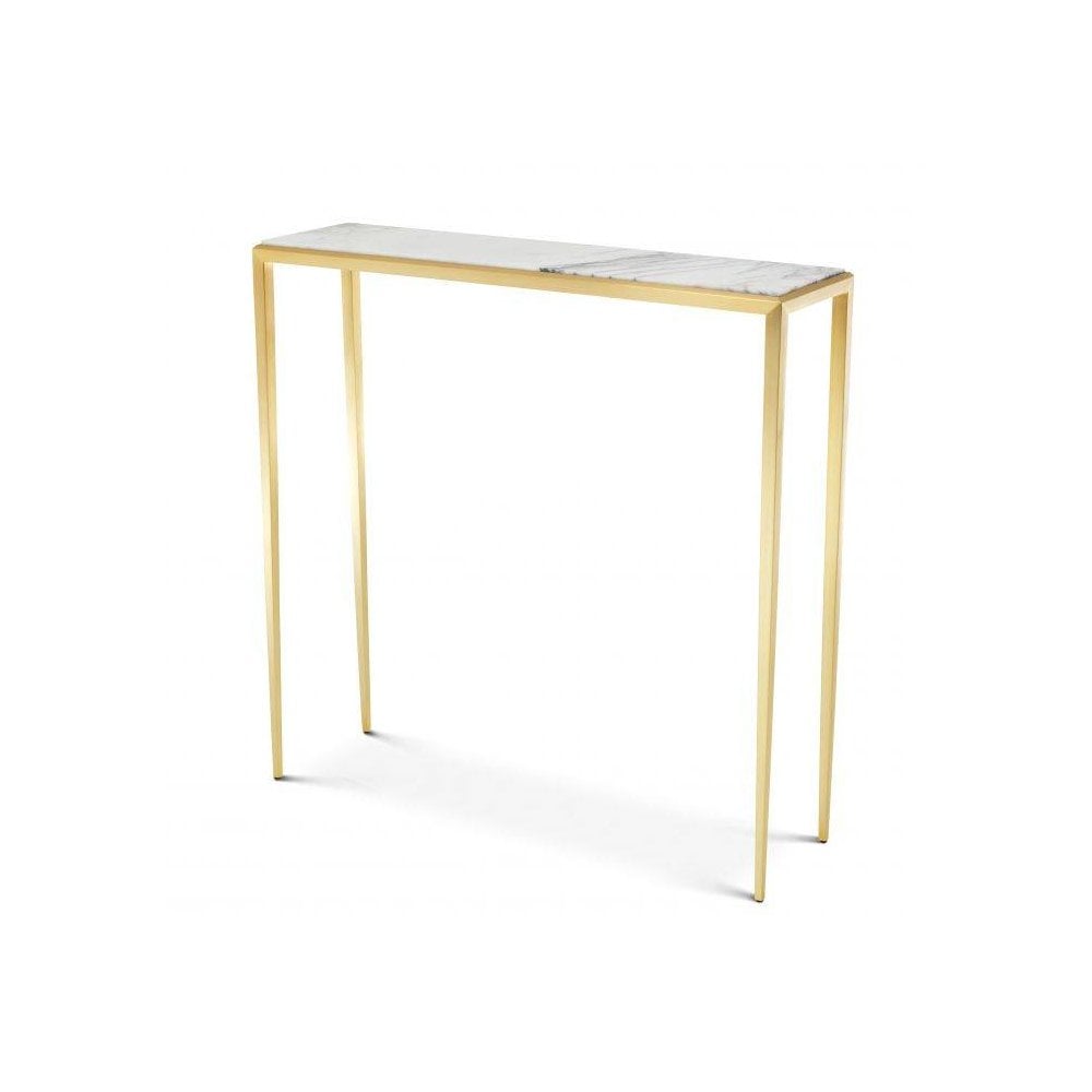 Henley S Console Table: Gold Elegance with Bianco Lilac Marble Top