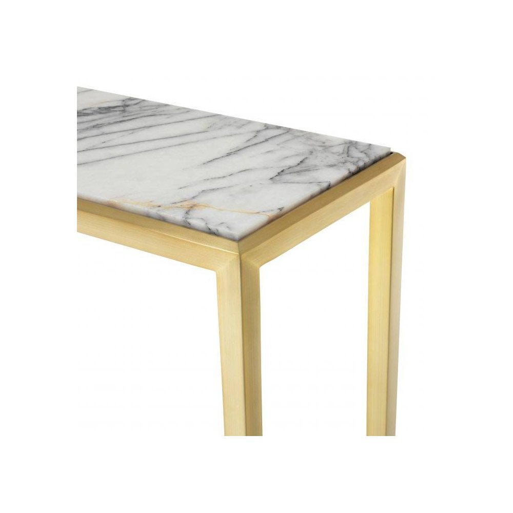 Henley S Console Table: Gold Elegance with Bianco Lilac Marble Top