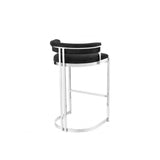 Dante Modern Counter Stool, Black Velvet & Polished Stainless Steel