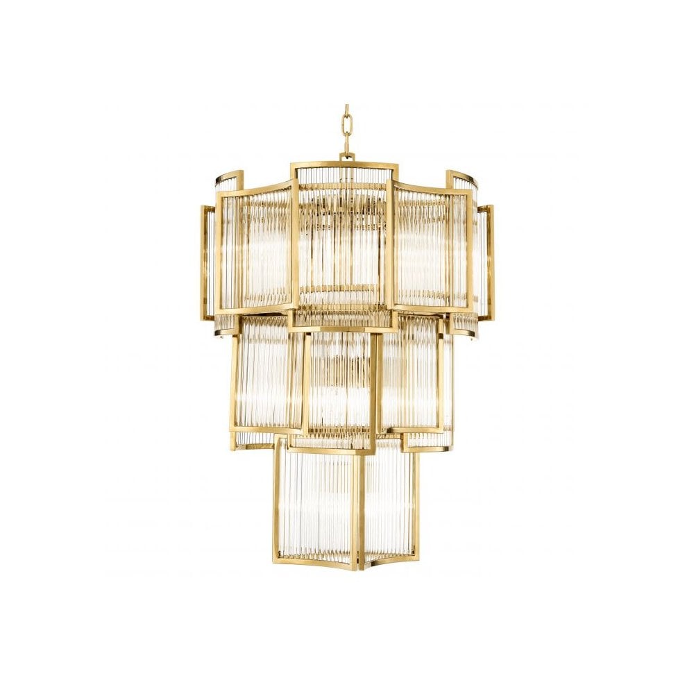 Art Deco Gold and Glass Jet Set Chandelier
