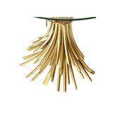 Bonheur Console Table with Sheaf Base, Antique Gold and Beveled Glass