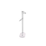 Lowell S Freestanding Towel Rack, Polished Stainless Steel with White Marble Base