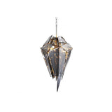Nickel Finish Shard Diamond Chandelier with Smoke Glass