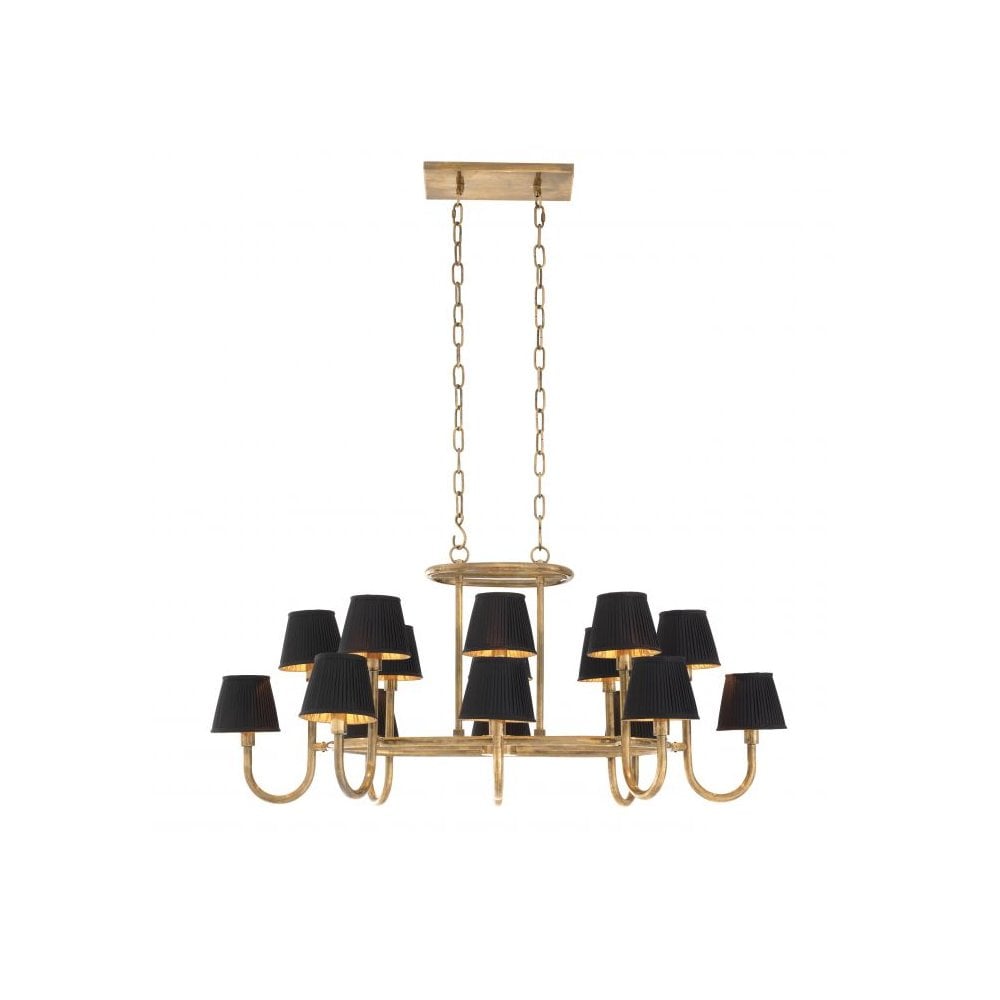Sparrows Chandelier with Vintage Brass Accents and Modern Lampshades