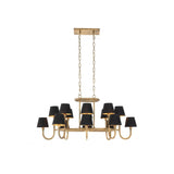 Sparrows Chandelier with Vintage Brass Accents and Modern Lampshades