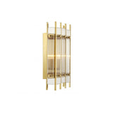 Gold-Finished Sparks S Wall Lamp with Ribbed Clear Glass Shade