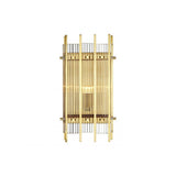 Gold-Finished Sparks S Wall Lamp with Ribbed Clear Glass Shade
