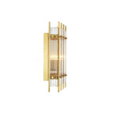 Gold-Finished Sparks S Wall Lamp with Ribbed Clear Glass Shade