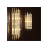 Gold-Finished Sparks S Wall Lamp with Ribbed Clear Glass Shade
