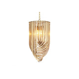 Art Deco Champagne Acrylic Chandelier with Antique Brass Finish, Ø 35 cm
