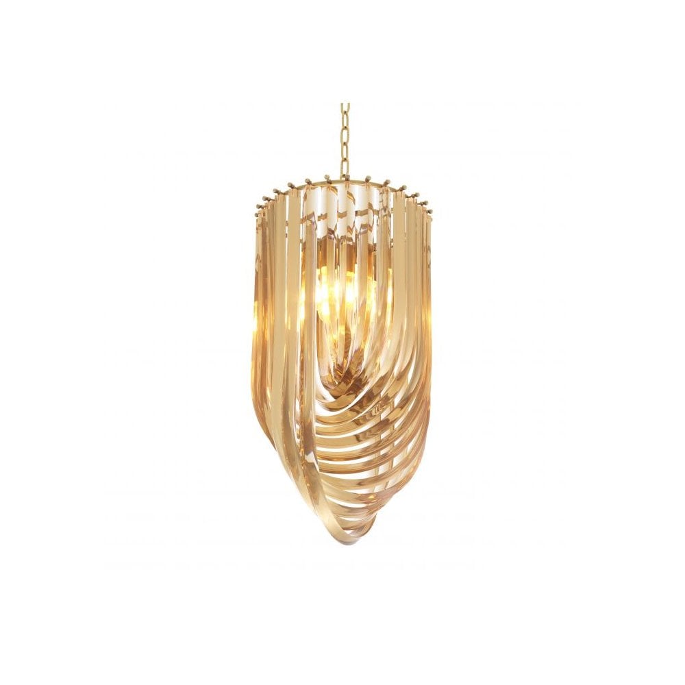 Art Deco Champagne Acrylic Chandelier with Antique Brass Finish, Ø 35 cm